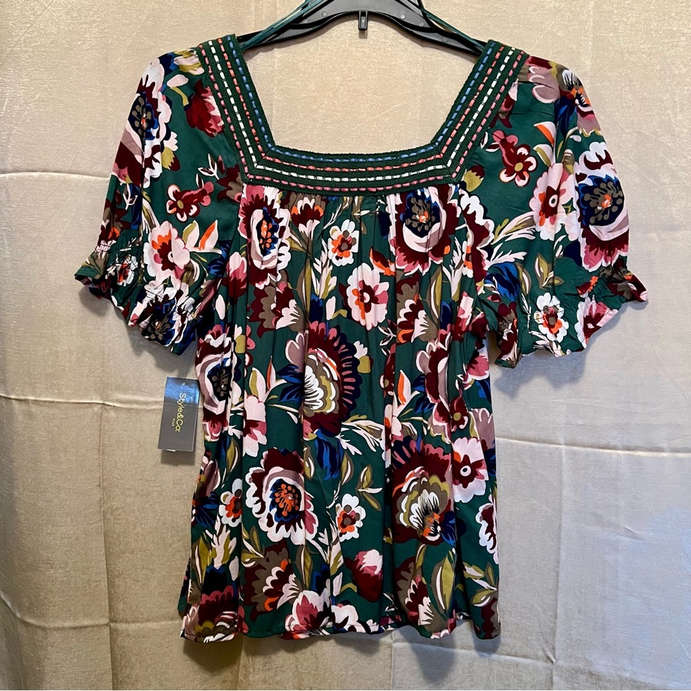 Style & Co for Macy’s Crochet-Trimmed Top in Bloom Green. NWT Perfect - Picture 12 of 16